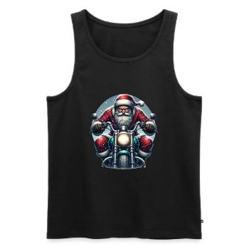 Motorcycle Santa Claus Biker Christmas - Men's Premium Organic Tank Top - black - Front - AI Model Male 178 light (178cm)