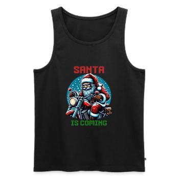 Motorcycle Santa Claus Biker Christmas - Men's Premium Organic Tank Top - black - Front - AI Model Male 178 light (178cm)