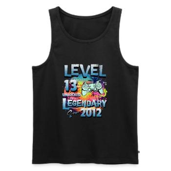Level 13 Unlocked since 2012 Birthday - Men's Premium Organic Tank Top - black - Front - AI Model Male 178 light (178cm)