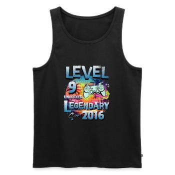 Level 9 Freigeschaltet seit 2016 Geburtstag - Männer Premium Bio Tank Top - Schwarz - Vorne - AI Model Male 178 light (178cm)