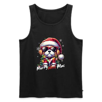 Père Noël Chien Noël Hommes et femmes - Débardeur bio Premium Homme - noir - Devant - Michal (187cm)