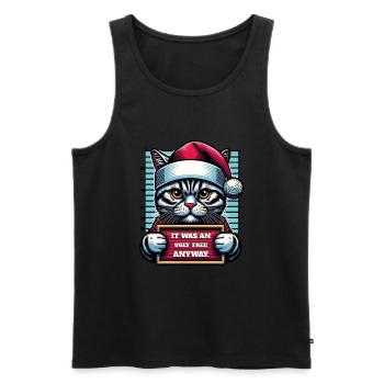 Père Noël Noël Drôle de chats Mugshot - Débardeur bio Premium Homme - noir - Devant - Michal (187cm)