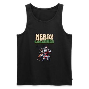 Santa Claus is dancing on xmas Christmas funny - Männer Premium Bio Tank Top - Schwarz - Vorne - Michal (187cm)