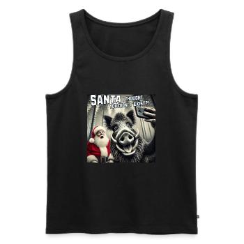 Katzen Selfie- Santa selfie Weihnachten - Männer Premium Bio Tank Top - Schwarz - Vorne - Michal (187cm)