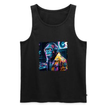 Dj Rave Festival cooler Affe mit Kopfhörer Party - Männer Premium Bio Tank Top - Schwarz - Vorne - AI Model Male 178 light (178cm)