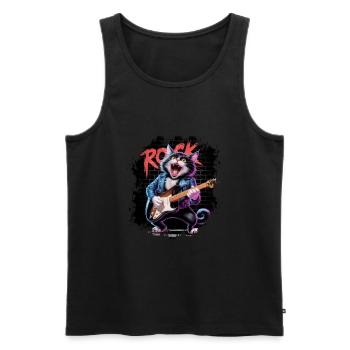 Rock and Roll Cat Guitarist for men-women & kids - Männer Premium Bio Tank Top - Schwarz - Vorne - Michal (187cm)