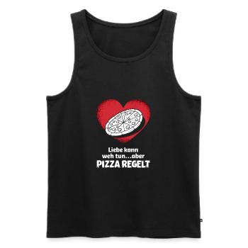 Love Hurts Breakup Valentine's Day Pizza Regulates - Men's Premium Organic Tank Top - black - Front - Michal (187cm)