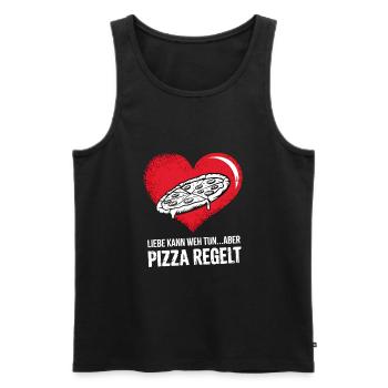 Love Hurts Breakup Valentine's Day Pizza Regulates - Men's Premium Organic Tank Top - black - Front - Michal (187cm)