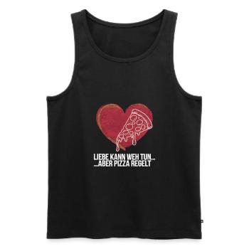 Love Hurts Breakup Valentine's Day Pizza Regulates - Men's Premium Organic Tank Top - black - Front - Michal (187cm)