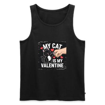 Célibataire & Chat Saint-Valentin Mon chat est mon valentin - Débardeur bio Premium Homme - noir - Devant - Michal (187cm)