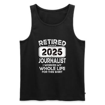 Retired Journalist 2025 - Men's Premium Organic Tank Top - black - Front - Michal (187cm)