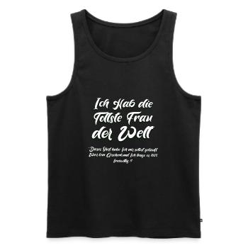 Hochzeit Verlobung Ich habe die tollste Frau - Männer Premium Bio Tank Top - Schwarz - Vorne - Michal (187cm)