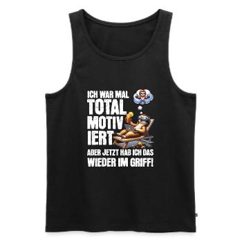 Sloth stays lazy I used to be totally motivated - Men's Premium Organic Tank Top - black - Front - AI Model Male 178 light (178cm)