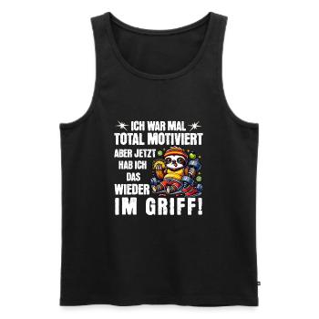 Sloth stays lazy I used to be totally motivated - Men's Premium Organic Tank Top - black - Front - AI Model Male 178 light (178cm)