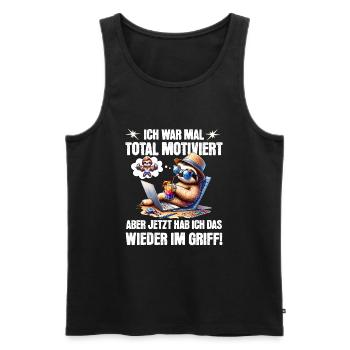 Sloth stays lazy I used to be totally motivated - Men's Premium Organic Tank Top - black - Front - AI Model Male 178 light (178cm)