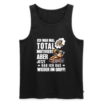 Sloth stays lazy I used to be totally motivated - Men's Premium Organic Tank Top - black - Front - AI Model Male 178 light (178cm)