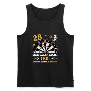 Les fléchettes 28 ne sont pas des fléchettes d’anniversaire de 180 - Débardeur bio Premium Homme - noir - Devant - Michal (187cm)