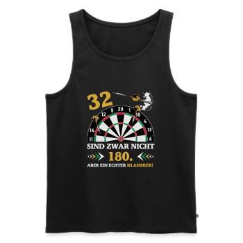 Les fléchettes 32 ne sont pas des fléchettes d’anniversaire de 180 - Débardeur bio Premium Homme - noir - Devant - Michal (187cm)