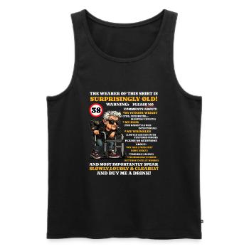 Geburtstag Frauen Turning 38 Surprisingly Old - Männer Premium Bio Tank Top - Schwarz - Vorne - Michal (187cm)