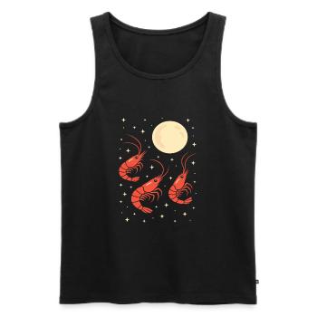 Funny Prawn Howling at the Moon Shrimp Lovers - Men's Premium Organic Tank Top - black - Front - AI Model Male 178 light (178cm)