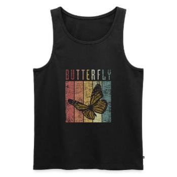 Retro Butterfly Schmetterling - Männer Premium Bio Tank Top - Schwarz - Vorne - Michal (187cm)