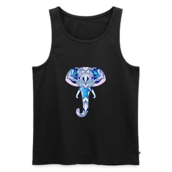 Éléphant mandala animaux yoga art animalier - Débardeur bio Premium Homme - noir - Devant - AI Model Male 178 light (178cm)