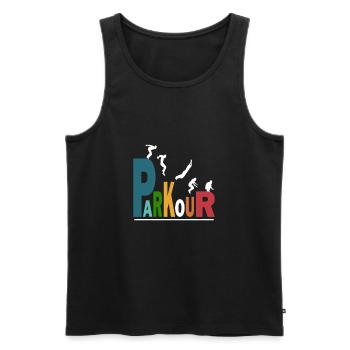 Parkour sport freerunning - Men's Premium Organic Tank Top - black - Front - AI Model Male 178 light (178cm)
