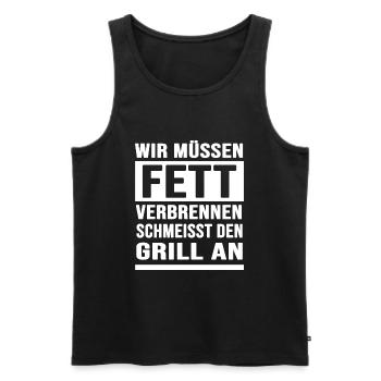 Grillen BBQ Grillmaster grillt "verbrennt Fett" - Männer Premium Bio Tank Top - Schwarz - Vorne - AI Model Male 178 light (178cm)