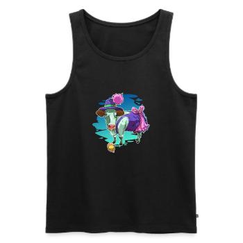 Cow dirndl Bavarian costume gift - Men's Premium Organic Tank Top - black - Front - AI Model Male 178 light (178cm)