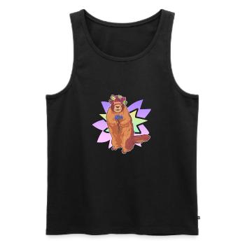 Gentian Marmot Flowers Wreath Alm Alps Gift - Men's Premium Organic Tank Top - black - Front - AI Model Male 178 light (178cm)
