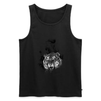 Tiger smoke - Men's Premium Organic Tank Top - black - Front - Michal (187cm)