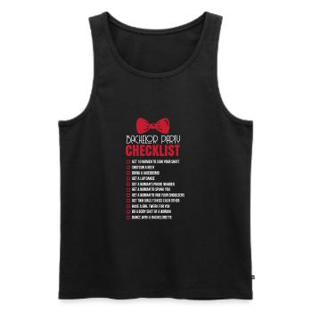 Junggesellen Checkliste - Männer Premium Bio Tank Top - Schwarz - Vorne - AI Model Male 178 light (178cm)