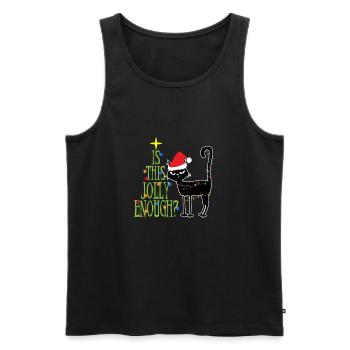 Anti Noël chat Ugly Christmas Cadeaux - Débardeur bio Premium Homme - noir - Devant - AI Model Male 178 light (178cm)