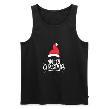 Merry Christmas Weihnachtsmütze Frohe Weihnachten - Männer Premium Bio Tank Top - Schwarz - Vorne - Michal (187cm)