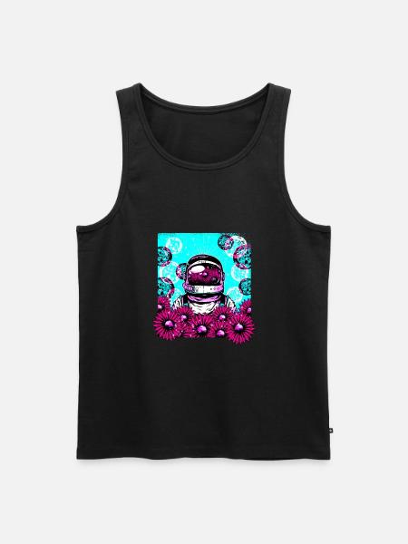Astronautin Blumen - Männer Premium Bio Tank Top - Schwarz