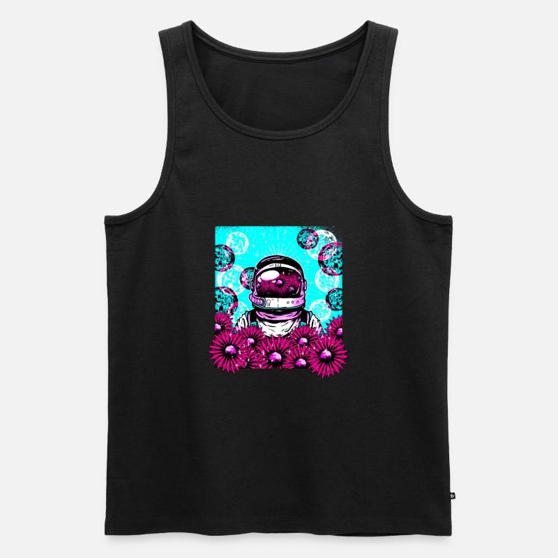 Astronautin Blumen - Männer Premium Bio Tank Top - Schwarz