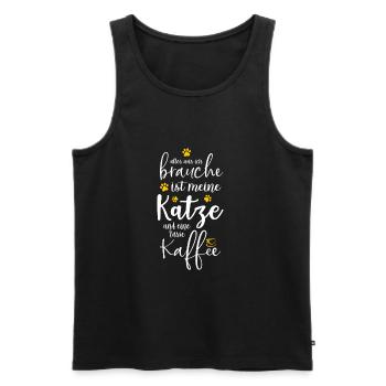 Alles was ich brauche ist meine Katze & Kaffee - Männer Premium Bio Tank Top - Schwarz - Vorne - AI Model Male 178 light (178cm)