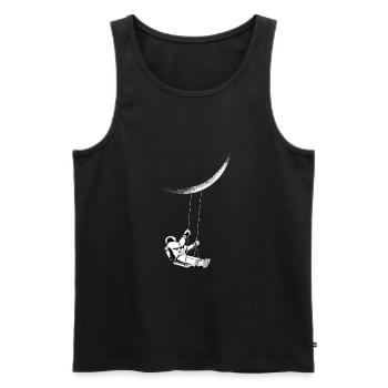 L’astronaute se balance sur la lune - Débardeur bio Premium Homme - noir - Devant - Michal (187cm)