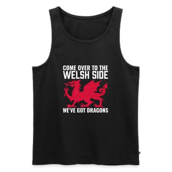 Kommen Sie auf die walisische Seite - Wir haben Drachen - Männer Premium Bio Tank Top - Schwarz - Vorne - AI Model Male 178 light (178cm)