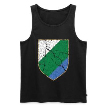 Abruzzo coat of arms - Men's Premium Organic Tank Top - black - Front - AI Model Male 178 light (178cm)
