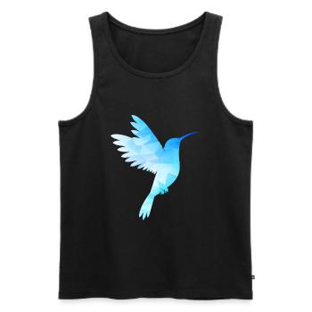 Kolibri weiß blau Vogel low poly fliegt exotisch - Männer Premium Bio Tank Top - Schwarz - Vorne - AI Model Male 178 light (178cm)