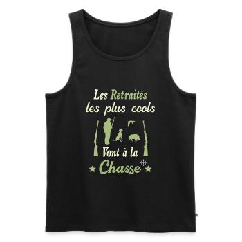 chasseur retraitée - Débardeur bio Premium Homme - noir - Devant - AI Model Male 178 light (178cm)