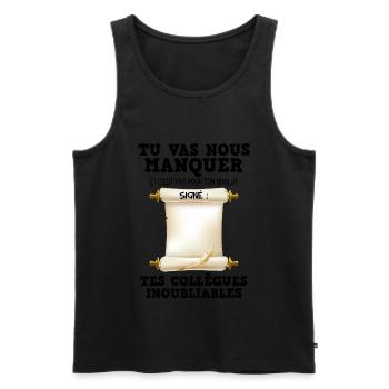 Départ collègue humour retraite - Débardeur bio Premium Homme - noir - Devant - AI Model Male 178 light (178cm)
