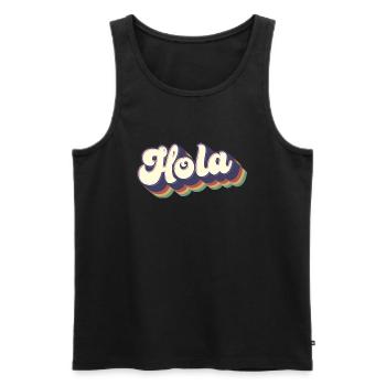 Hola Espagnol Bonjour Hawaii Hawaiian Pride Mexicain - Débardeur bio Premium Homme - noir - Devant - AI Model Male 178 light (178cm)