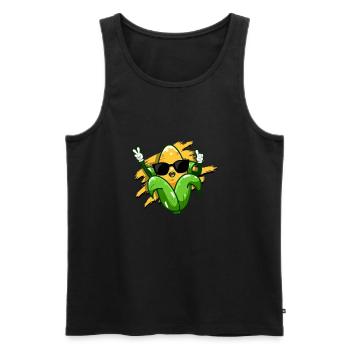 Drôle de maïs Design Maïs doux sur l’épi - Maïs - Débardeur bio Premium Homme - noir - Devant - AI Model Male 178 light (178cm)