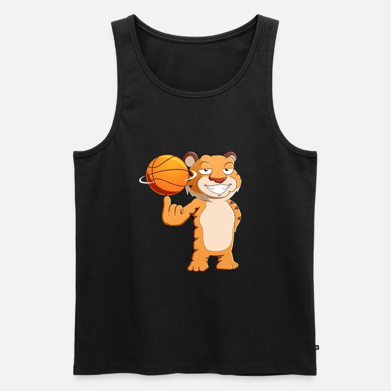 Basketball Tiger - Männer Premium Bio Tank Top - Schwarz
