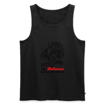 Biélorussie MTS / My Belarus running & running. Ostalgie - Débardeur bio Premium Homme - noir - Devant - Michal (187cm)