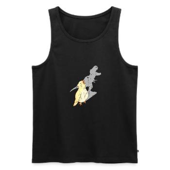 Schreiender Nymphensittich mit Dinosaurierschatten - - Männer Premium Bio Tank Top - Schwarz - Vorne - AI Model Male 178 light (178cm)