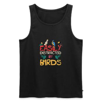 Easily Distracted By Birds Funny Bird - Cockatiel - Men's Premium Organic Tank Top - black - Front - Michal (187cm)