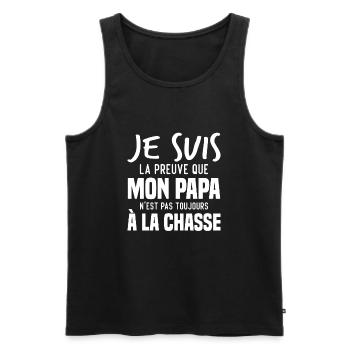 La preuve que mon papa pas toujours chasse - Débardeur bio Premium Homme - noir - Devant - AI Model Male 178 light (178cm)